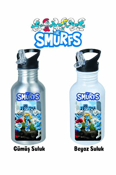 DKDZ SHOP Şirinlerrr Printed Metal Straw Drinker 600ml.