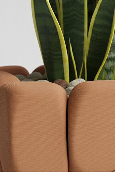 OEM Decorative flower pot with stone touch design, Terracotta Ember color