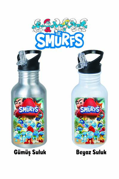 DKDZ SHOP Şirinlerrr Printed Metal Straw Drinker 600ml.