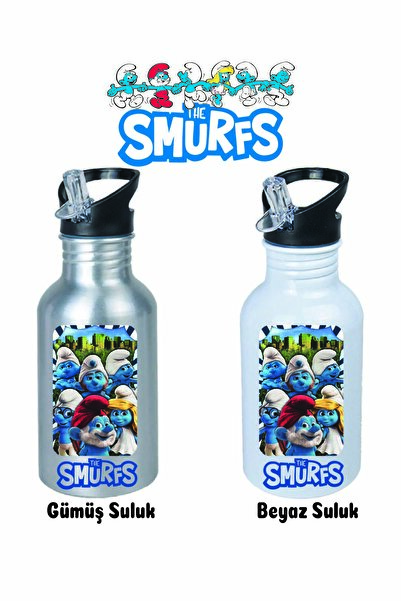 DKDZ SHOP Şirinlerrr Printed Metal Straw Drinker 600ml.