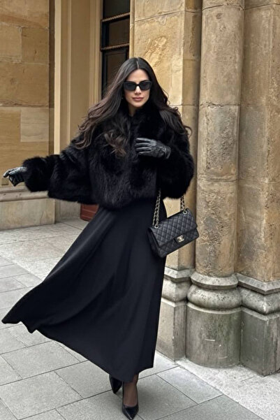 oshebu Black - Women's Latilki Poplin Long Flared Skirt