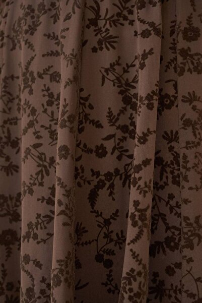 D'RECCY Women's Double Layered Printed Asymmetric Tulle Long Skirt