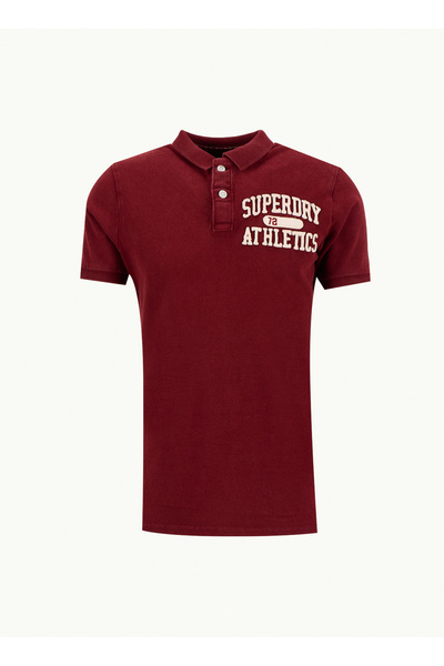 SUPERDRY Bordo Erkek Regular Fit Baskılı Polo T-Shirt VINTAGE ATHLETIC POLO