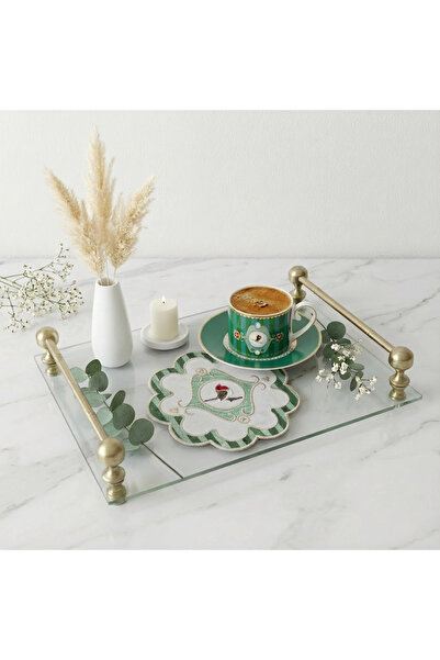 Agbtrend 2 Adet Yeşil Pip Studio Uyumlu Nakışlı Kuş Detaylı Kokteyl Sunum Peç...