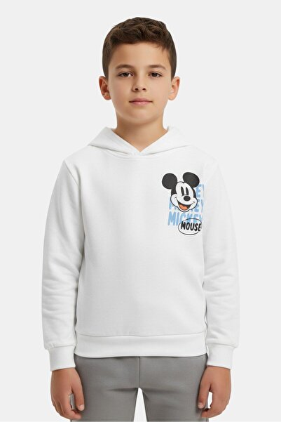 Disney Kids Boy Long Sleeve Mickey And Friends Hooded Sweatshirt, White
