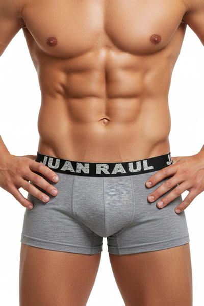 DeepSEA Men's Grey-Red Boxer Set – Flexible, Comfortable and Breathable Fabric 2-Piece Boxer 2603121