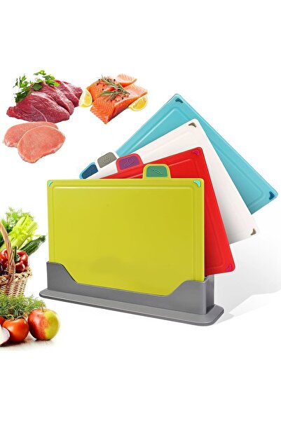 Bukela 4-Color Coded Plastic Cutting Boards Set BPA-Free Kitchen Chopping Boards
