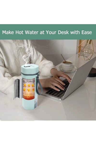 Bukela Electric Travel Kettle Portable Mini Hot Water Boiler Fast Boiling 350ml-Green