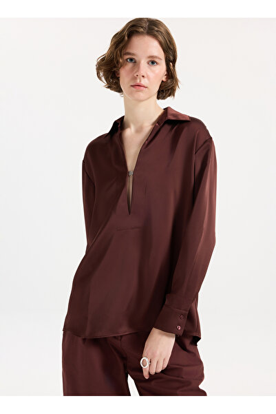 HUGO Normal Gömlek Yaka Kahve Kadın Gömlek 50542311