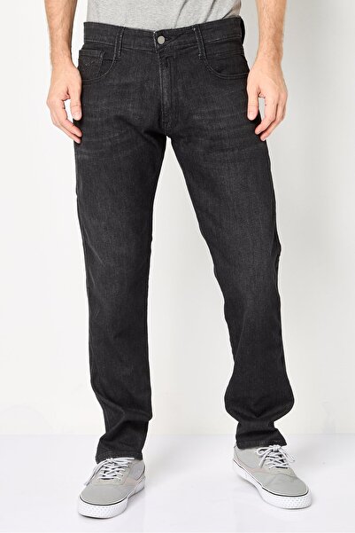 Replay Men Slim Fit Washed Stretchable Jeans, Black