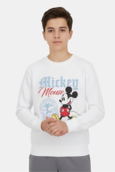 Disney Kids Boy Mickey And Friends Long Sleeve Sweatshirt, White