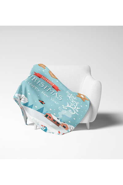 Home New Year Merry Chrismas Patterned 3D Digital Printed Fleece Tv Blanket Xmas