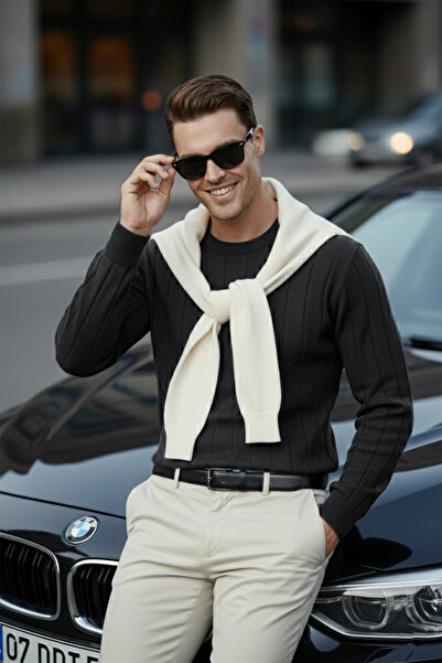 DeepSEA Füme Slim Fit Stretch Fabric Men's Knitwear Sweater – Crew Neck Stylish Design 2605433