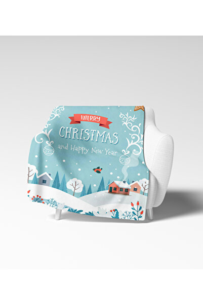 Home New Year Merry Chrismas Patterned 3D Digital Printed Fleece Tv Blanket Xmas