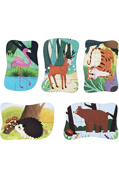 Bukela Flamingo Puzzles 5-in-1 Jigsaw with Iron Box Storage, Gifts for 3-6 Year Olds