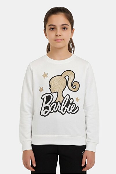 Barbie Kids Girl Long Sleeve Graphic Print Sweatshirt, White
