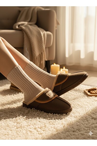 ccc&panduf CCC Peluş Kürklü Ev İçi Panduf Terlik Kışlık Sıcak Tutan Kaymaz Taban