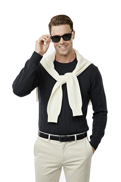 DeepSEA Füme Slim Fit Stretch Fabric Men's Knitwear Sweater – Crew Neck Stylish Design 2605433