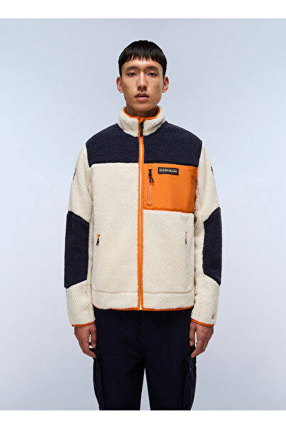 Napapijri Np0A4Gntmm91-Yupik Fz 3 Multi-Colored Zippered Collar Standard Block Pattern Men's Sweatshirt