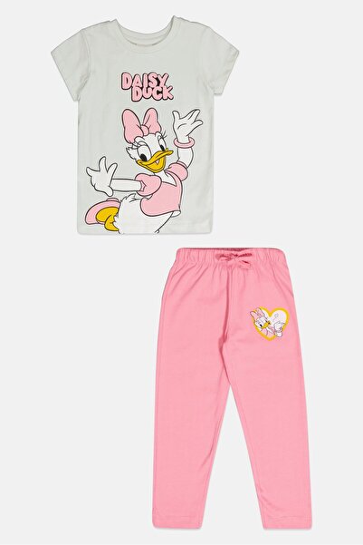 Disney Toddlers Girl 2 Pieces Short Sleeve Mickey And Friends Sleepwear Set, Multicolor