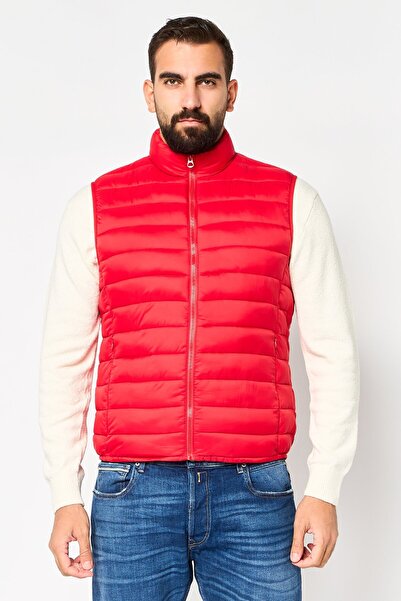 CELIO Men Quilted Puffer Vest Jacket, Red