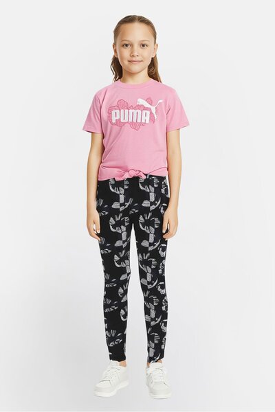 Puma طقم ملابس خارجية للبنات مكون من قطعتين، بلوزة بأكمام قصيرة وبنطال ضيق، م...