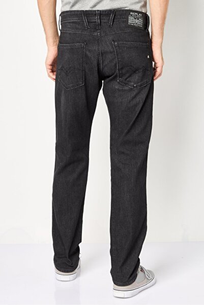 Replay Men Slim Fit Washed Stretchable Jeans, Black