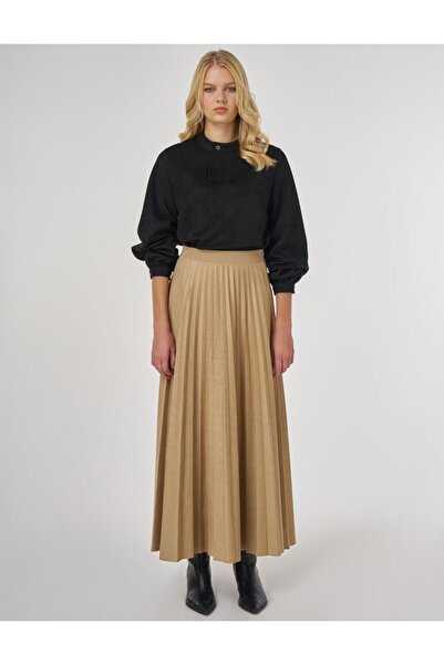 KYR Πλισέ φούστα από σουέτ Σκούρο βιζόν