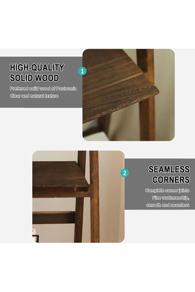 Bukela Folding Ladder Shelf Plant Stand, Indoor/Outdoor Wooden Flower Pot Holder, 4-Tier 43×34×112