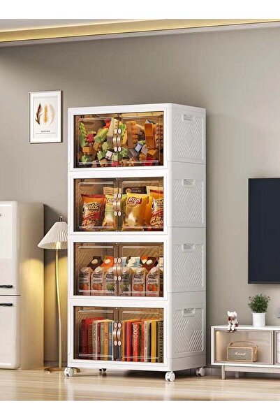 FLYROAD صناديق تخزين بلاستيكية بأغطية، قابلة للتكديس والطي مع عجلات - 4 طبقات...