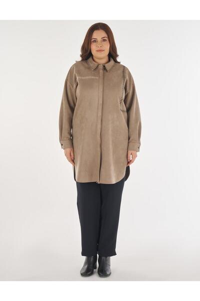 Kayra Knitted Stitched Suede Tunic Mink