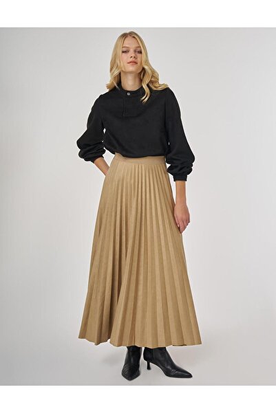 KYR Πλισέ φούστα από σουέτ Σκούρο βιζόν