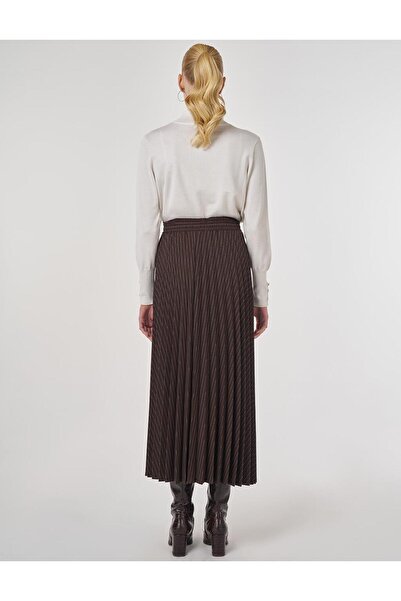 KYR Φούστα με μοτίβο ρίγες σε σκούρο καφέ