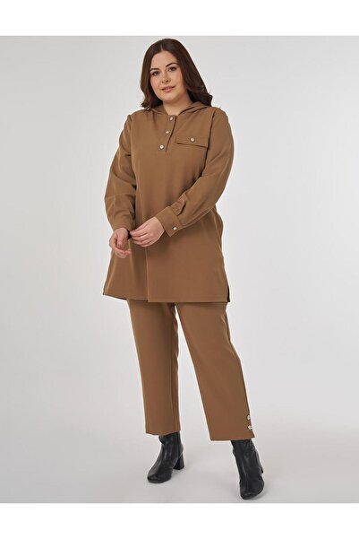 Kayra Casual Cut Double Suit with Flap Pockets Dark Olive