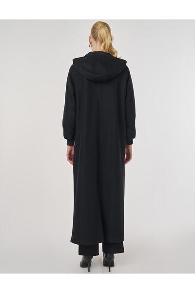 Kayra Reglan Sleeve Felt Coat Black