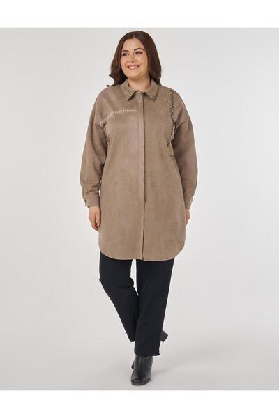 Kayra Knitted Stitched Suede Tunic Mink