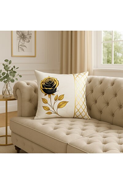 MİNOZA Digital Printed Gold Flower Patterned Laser Leather Detailed Decorativ...