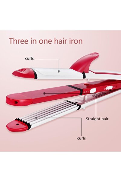 Bukela 2-in-1 Hair Straightener & Curling Iron Ceramic Instant Heat-Up Compact Pink
