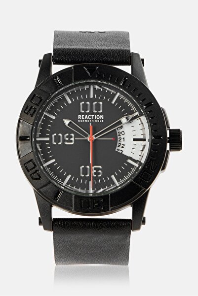 Kenneth Cole Reaction Men KRWGB7008102 Leather Analog Watch 45 mm, Black