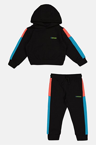 Nautica Competition Kids Boy 2 Pieces Brand Logo Hoodie With Jogger Pants Set, Black