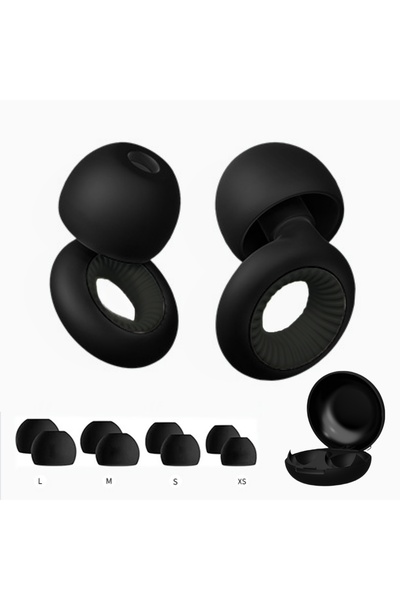 Lullaxx سدادات أذن للنوم، أطراف أذن من السيليكون ناعمة وقابلة لإعادة الاستخدام، مناسبة للنوم والسفر - أسود