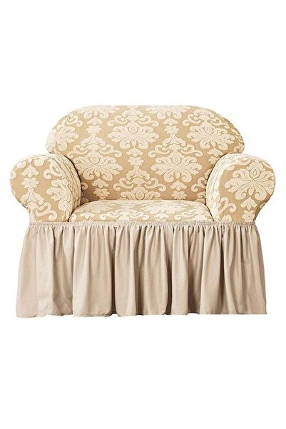 Bukela Vintage Sofa Cover Stretch Slipcover with Ruffle Skirt Jacquard (Light Khak)
