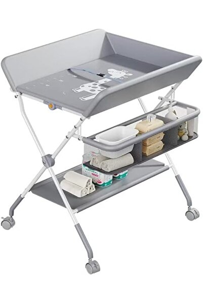 Bukela Baby Changing Table with Wheels Portable Foldable Adjustable Height Grey