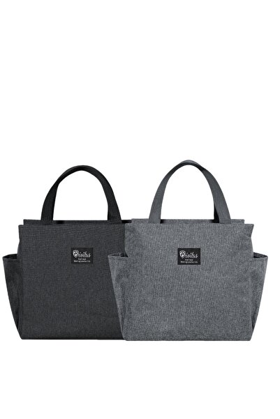 Lullaxx Lunch bag, insulated lunch bag, tote bag, unisex, reusable, suitable for picnics and travel (grey).