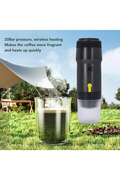 Generic Espresso Machine, 3 in 1 Cordless Fast Heating 20Bar Extraction Camping Coffee Makers