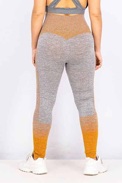 XOXO Women Pull On Sports Leggings, Grey and Orange
