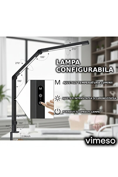 Vimeso Vimeso double LED desk lamp, 5 intensity levels, foldable, aluminum, 12W, 700 lumens, black
