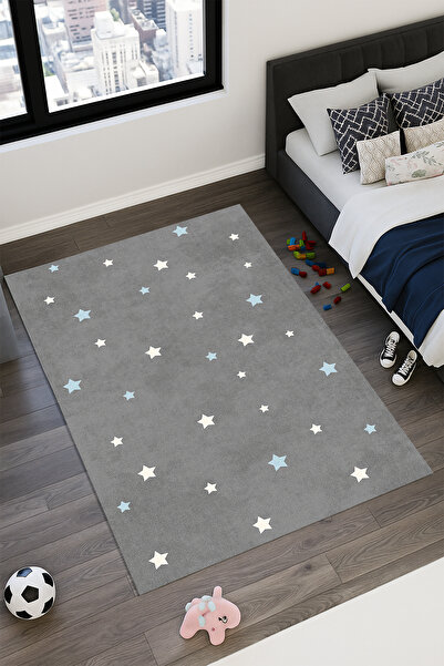 Kessy Home Studio Yıldız Desenli Çocuk Oda Halısı Djt Baskı Makinede Yıkanabi...