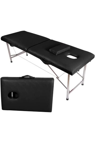 ZUIHAO Portable Massage Bed Folding Tables with Spa Pad Stainless Steel Frame Two Folds Black for Spa