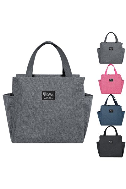 Lullaxx Lunch bag, insulated lunch bag, tote bag, unisex, reusable, suitable for picnics and travel (grey).